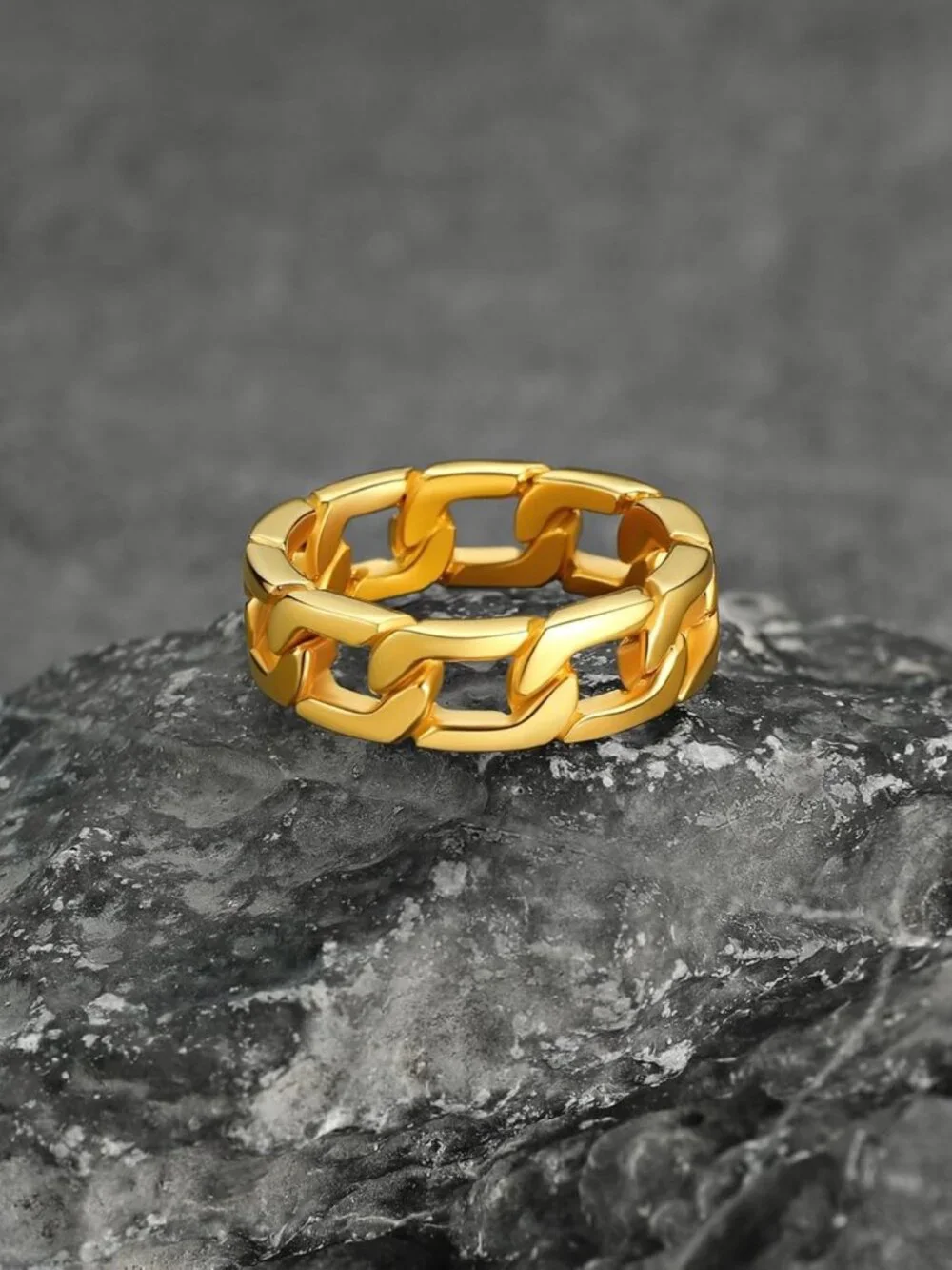 Stainless Steel Fidget Spinner Ring for Men & Women, 7mm Chain Design, Sizes